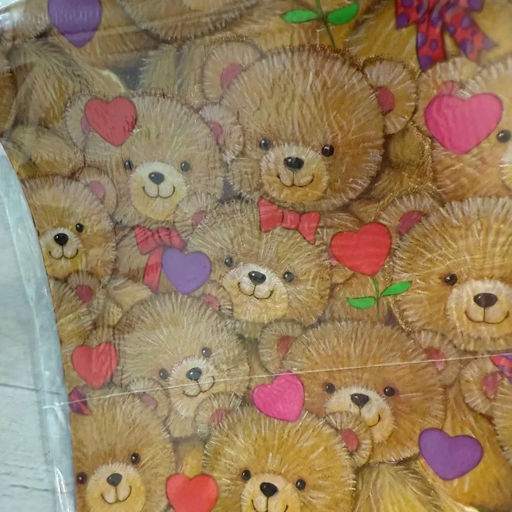 American greetings vintage bear with hearts‎ wrapping paper sheets, two packs